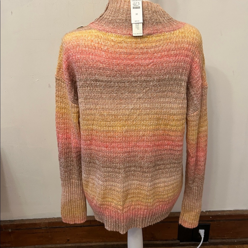 Talbots multicolored mock neck button sweater Siz… - image 5